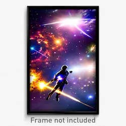 Pixel Art Poster - Infamous Galaxy Battle (8 Bit Psychedelic Video Game Print)