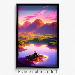 Pixel Art Poster - Unusual Landscape (8 Bit Psychedelic Trippy Video Game Print)