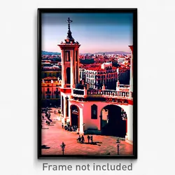 Pixel Art Poster - Detailed Madrid (8 Bit Psychedelic Trippy Video Game Print)