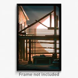 Pixel Art Poster - Striped Sawmill (8 Bit Psychedelic Trippy Video Game Print)
