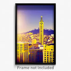 Pixel Art Poster - Yellow San Francisco (8 Bit Psychedelic Video Game Print)