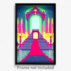 Pixel Art Poster - Rosy Throne Room (8 Bit Psychedelic Trippy Video Game Print)