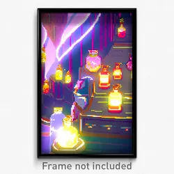 Pixel Art Poster - Squiggly Apothecary (8 Bit Psychedelic Video Game Print)