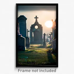 Pixel Art Poster - Glaring Graveyard (8 Bit Psychedelic Trippy Video Game Print)