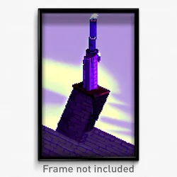 Pixel Art Poster - Violet Chimney (8 Bit Psychedelic Trippy Video Game Print)