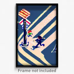 Pixel Art Poster - Silly Crossing (8 Bit Psychedelic Trippy Video Game Print)