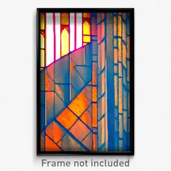 Pixel Art Poster - Orange Stained Glass (8 Bit Psychedelic Video Game Print)