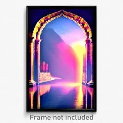Pixel Art Poster - Flickering Arch (8 Bit Psychedelic Trippy Video Game Print)
