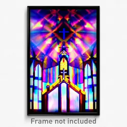 Pixel Art Poster - Kaleidoscopic Chapel (8 Bit Psychedelic Video Game Print)