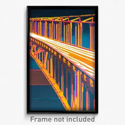 Pixel Art Poster - Beautiful Bridge (8 Bit Psychedelic Trippy Video Game Print)