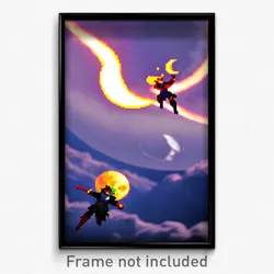 Pixel Art Poster - Gregarious Moon Battle (8 Bit Psychedelic Video Game Print)