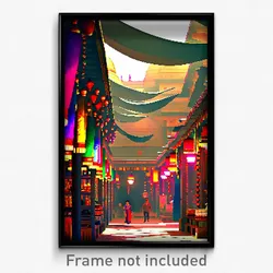 Pixel Art Poster - Glaring Bazaar (8 Bit Psychedelic Trippy Video Game Print)