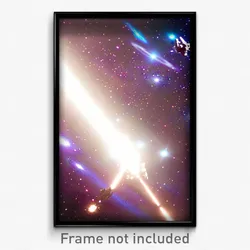 Pixel Art Poster - Steel Galaxy Battle (8 Bit Psychedelic Video Game Print)