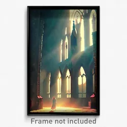 Pixel Art Poster - Frightening Abbey (8 Bit Psychedelic Trippy Video Game Print)