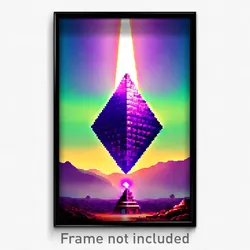 Pixel Art Poster - Violet Pyramid (8 Bit Psychedelic Trippy Video Game Print)