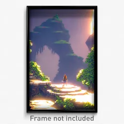 Pixel Art Poster - Warlike Isle (8 Bit Psychedelic Trippy Video Game Print)