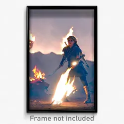 Pixel Art Poster - Warlike Fire (8 Bit Psychedelic Trippy Video Game Print)