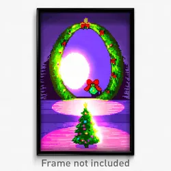 Pixel Art Poster - Oval Christmas (8 Bit Psychedelic Trippy Video Game Print)