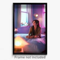Pixel Art Poster - Thoughtful Bedroom (8 Bit Psychedelic Video Game Print)