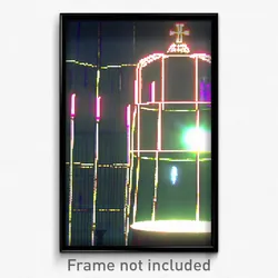 Pixel Art Poster - Wire Frame Glitchy Shrine (8 Bit Video Game Print)