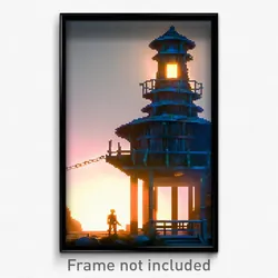 Pixel Art Poster - Esteemed Outpost (8 Bit Psychedelic Trippy Video Game Print)