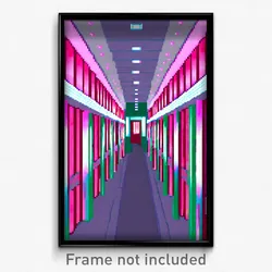 Pixel Art Poster - Awesome Corridor (8 Bit Psychedelic Trippy Video Game Print)