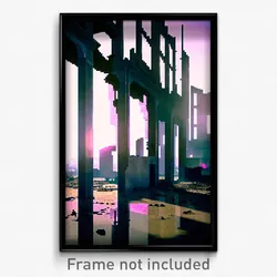 Pixel Art Poster - Modern Ruin (8 Bit Psychedelic Trippy Weird Video Game Print)