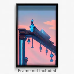 Pixel Art Poster - Sky Blue Smithy (8 Bit Psychedelic Trippy Video Game Print)