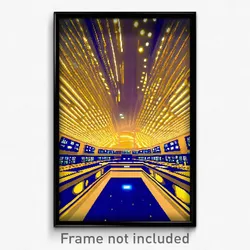 Pixel Art Poster - Golden Stock Trading Floor (8 Bit Video Game Print)