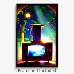 Pixel Art Poster - Enchanted Television (8 Bit Psychedelic Video Game Print)