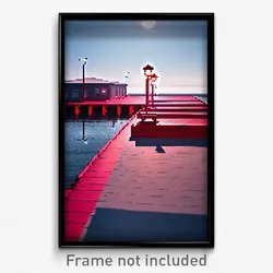 Pixel Art Poster - Red Dock (8 Bit Psychedelic Trippy Weird Video Game Print)