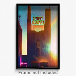 Pixel Art Poster - Smoggy County (8 Bit Psychedelic Trippy Video Game Print)