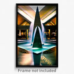 Pixel Art Poster - Triangular Fountain (8 Bit Psychedelic Video Game Print)