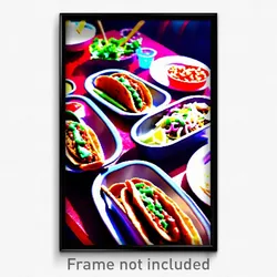 Pixel Art Poster - Glamorous Tacos (8 Bit Psychedelic Trippy Video Game Print)