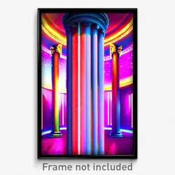 Pixel Art Poster - Flashy Column (8 Bit Psychedelic Trippy Video Game Print)