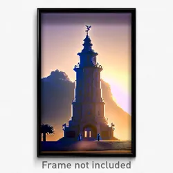 Pixel Art Poster - Imaginative Landmark (8 Bit Psychedelic Video Game Print)