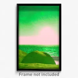 Pixel Art Poster - Green Seascape (8 Bit Psychedelic Trippy Video Game Print)