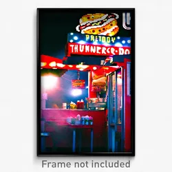Pixel Art Poster - Thunderous Hot Dog Stand (8 Bit Psychedelic Video Game Print)
