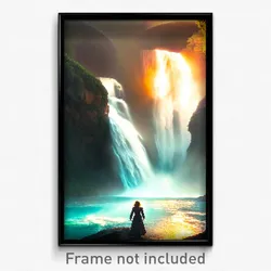 Pixel Art Poster - Jaw Dropping Falls (8 Bit Psychedelic Video Game Print)
