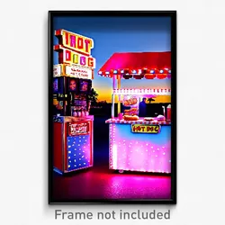 Pixel Art Poster - Glamorous Hot Dog Stand (8 Bit Psychedelic Video Game Print)