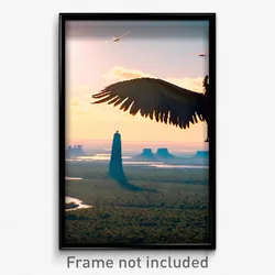 Pixel Art Poster - Flying Savannah (8 Bit Psychedelic Trippy Video Game Print)