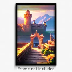 Pixel Art Poster - Stunning Fortress (8 Bit Psychedelic Trippy Video Game Print)