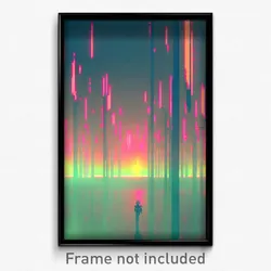 Pixel Art Poster - Glitchy Desolation (8 Bit Psychedelic Video Game Print)