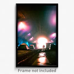 Pixel Art Poster - Underground Encampment (8 Bit Psychedelic Video Game Print)