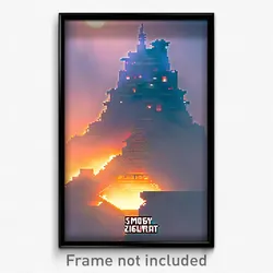 Pixel Art Poster - Smoggy Ziggurat (8 Bit Psychedelic Trippy Video Game Print)