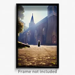Pixel Art Poster - Uneven Church (8 Bit Psychedelic Trippy Video Game Print)