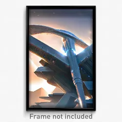 Pixel Art Poster - Puzzling Futuristic Architecture (8 Bit Video Game Print)