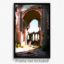 Pixel Art Poster - Interesting Ruin (8 Bit Psychedelic Trippy Video Game Print)