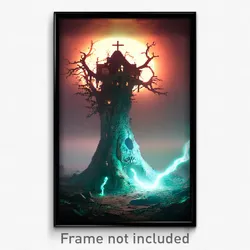Pixel Art Poster - Haunted Shoals (8 Bit Psychedelic Trippy Video Game Print)