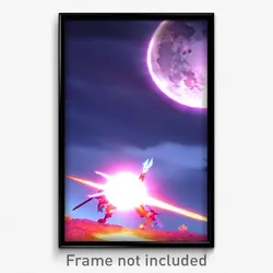 Pixel Art Poster - Haunted Moon Battle (8 Bit Psychedelic Video Game Print)